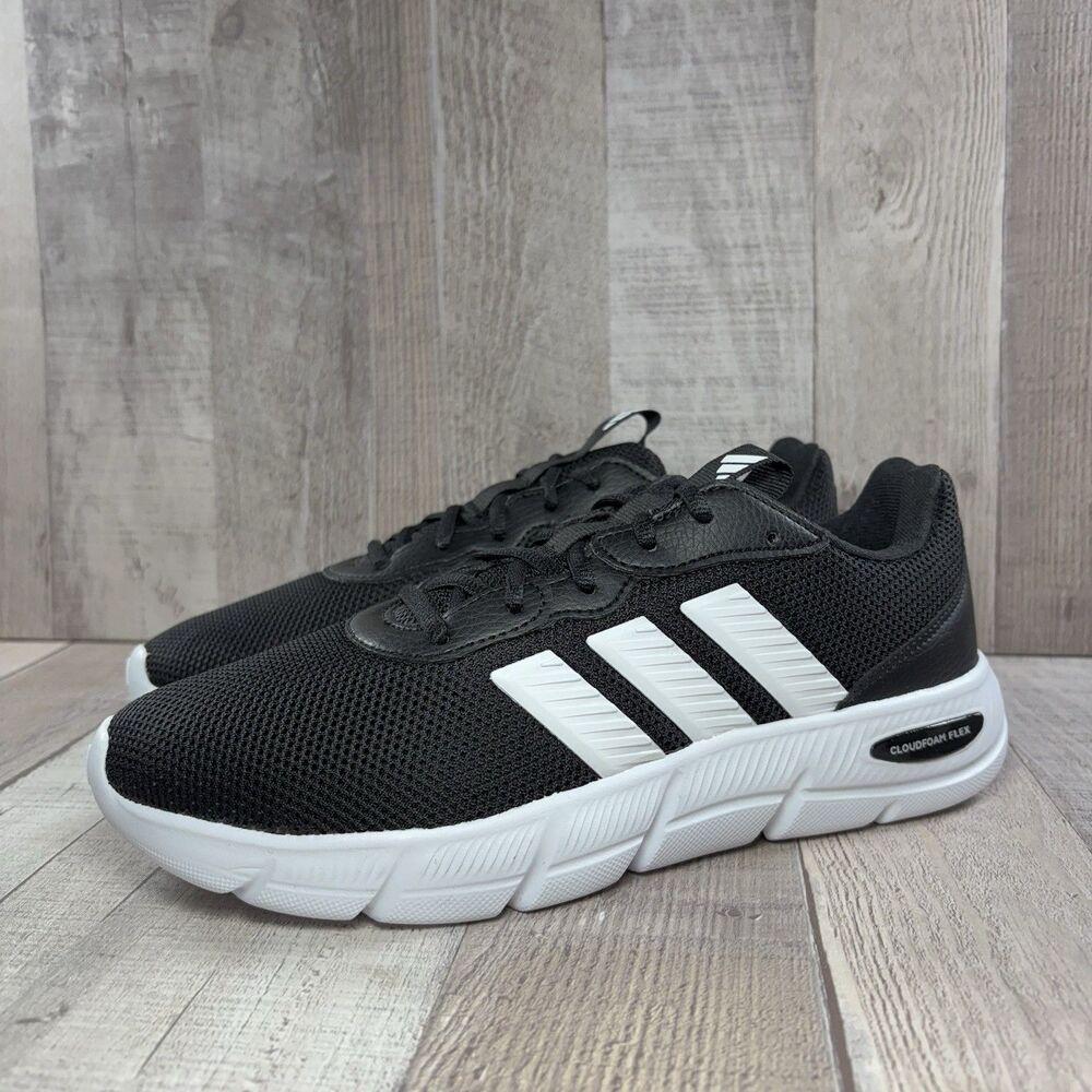 Adidas Cloudfoam Flex Women's Size 7.5 Wide Running Shoes Athletic Black White